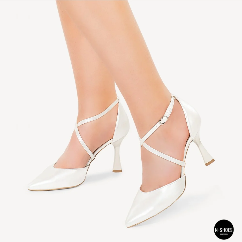 Women's White Sandals by Fabio Monelli on a Stable French Heel