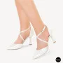 Women's White Sandals by Fabio Monelli on a Stable French Heel