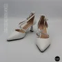 Women's White Sandals by Fabio Monelli on a Stable French Heel