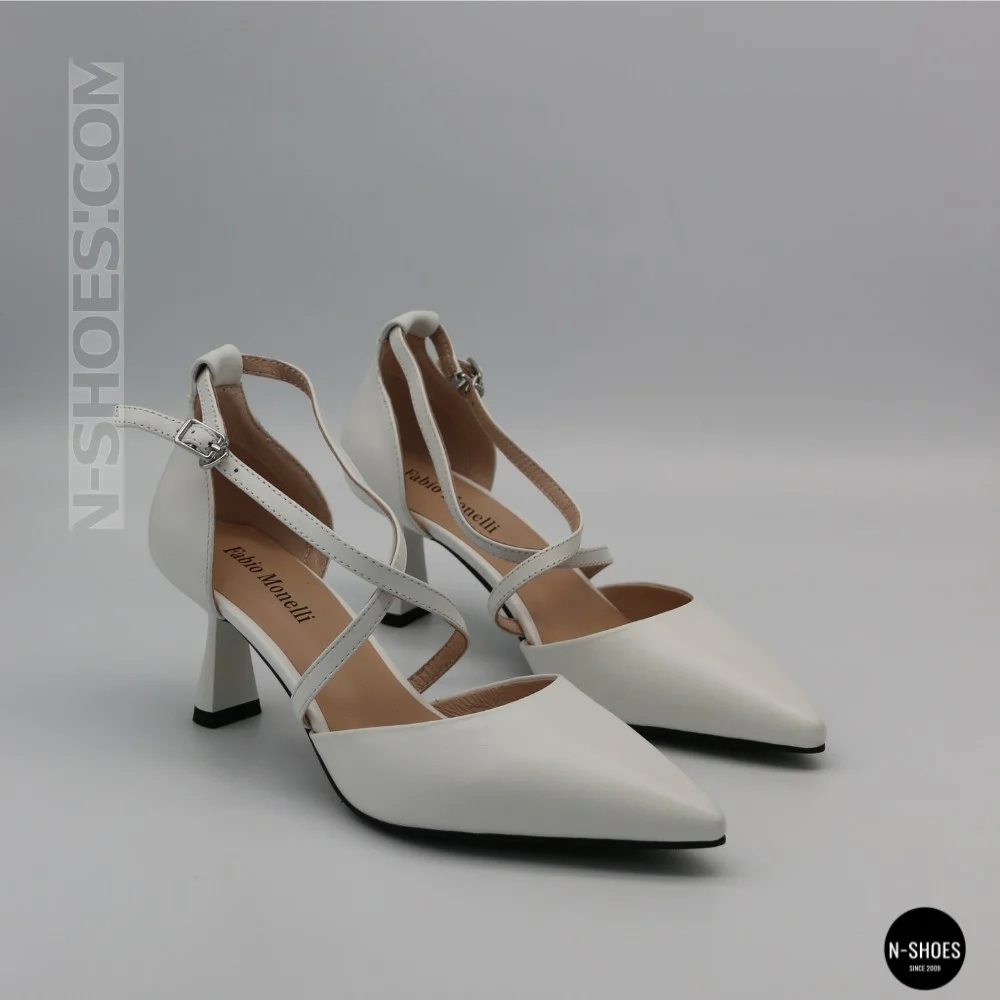 Women's White Sandals by Fabio Monelli on a Stable French Heel