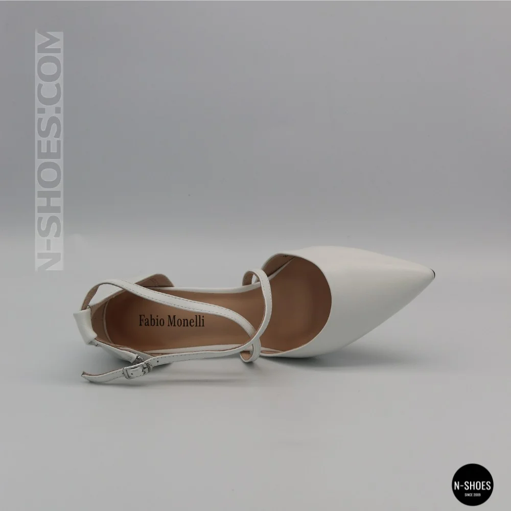 Women's White Sandals by Fabio Monelli on a Stable French Heel