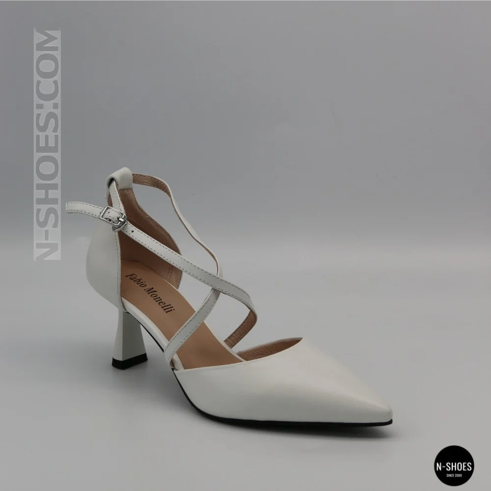 Women's White Sandals by Fabio Monelli on a Stable French Heel