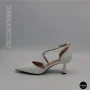 Women's White Sandals by Fabio Monelli on a Stable French Heel