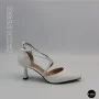 Women's White Sandals by Fabio Monelli on a Stable French Heel