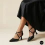 Women's Black Fabio Monelli Sandal Shoes with a Stable Heel