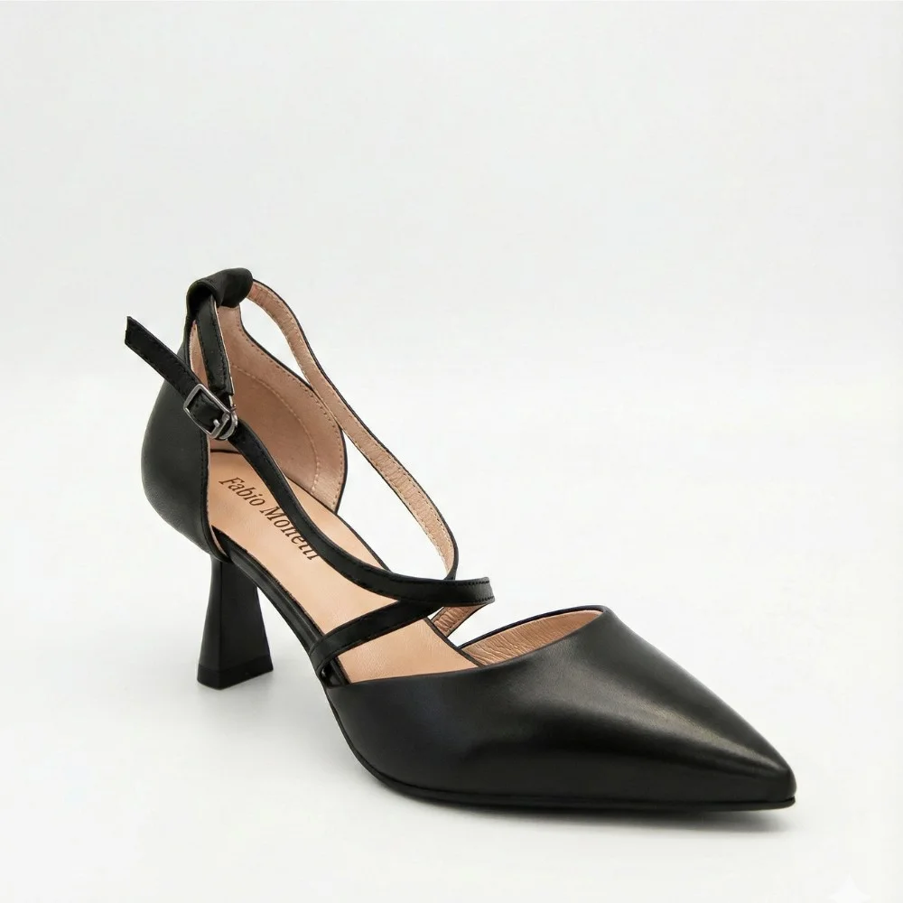 Women's Black Fabio Monelli Sandal Shoes with a Stable Heel