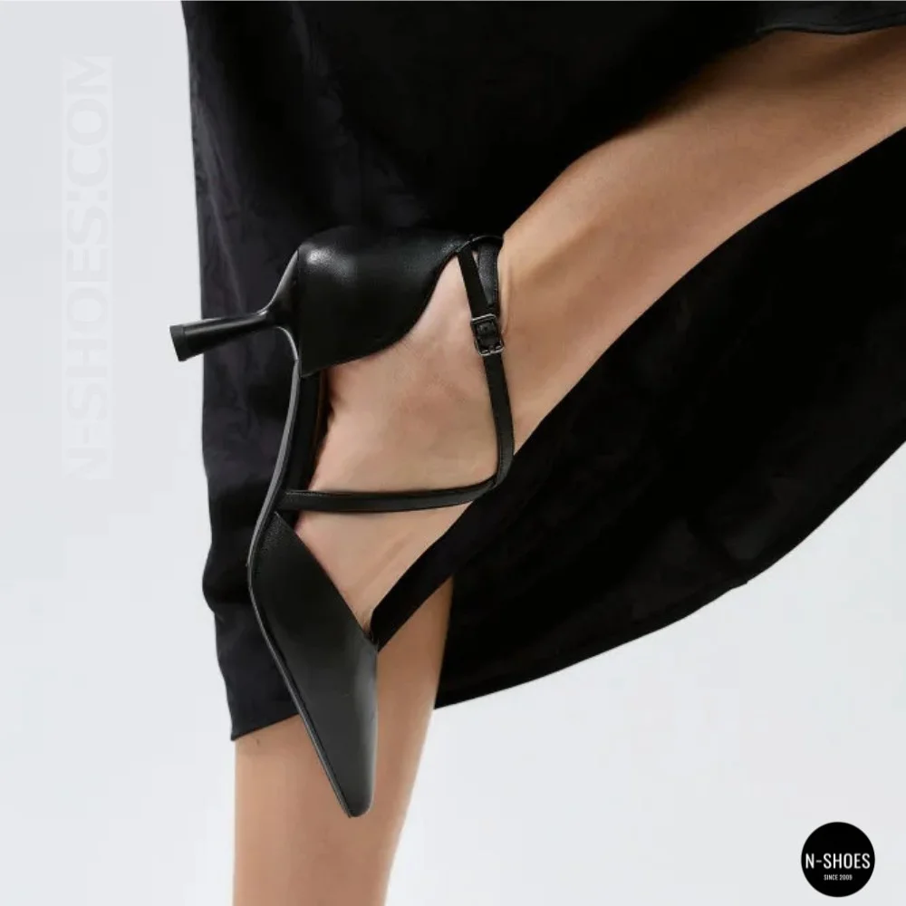 Women's Black Fabio Monelli Sandal Shoes with a Stable Heel