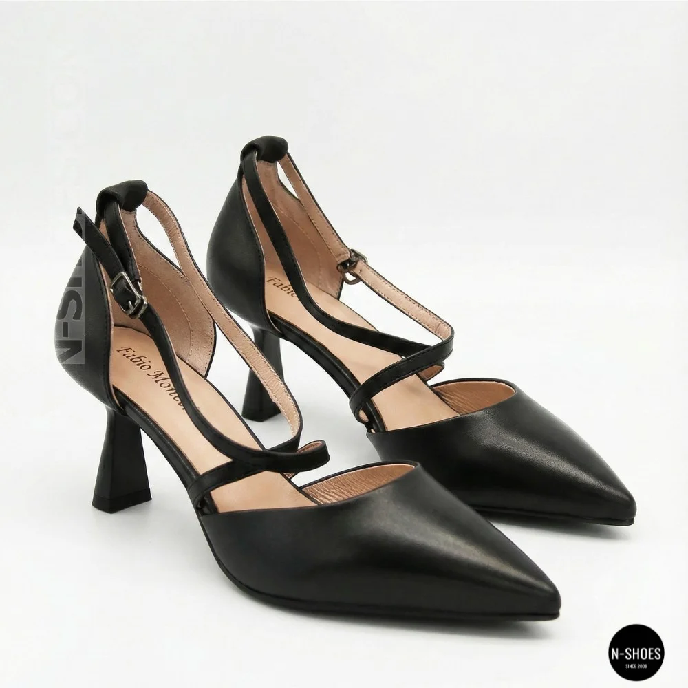 Women's Black Fabio Monelli Sandal Shoes with a Stable Heel