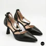 Women's Black Fabio Monelli Sandal Shoes with a Stable Heel