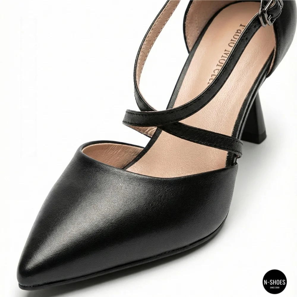 Women's Black Fabio Monelli Sandal Shoes with a Stable Heel