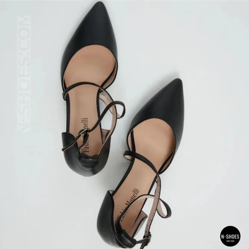 Women's Black Fabio Monelli Sandal Shoes with a Stable Heel