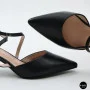 Women's Black Fabio Monelli Sandal Shoes with a Stable Heel