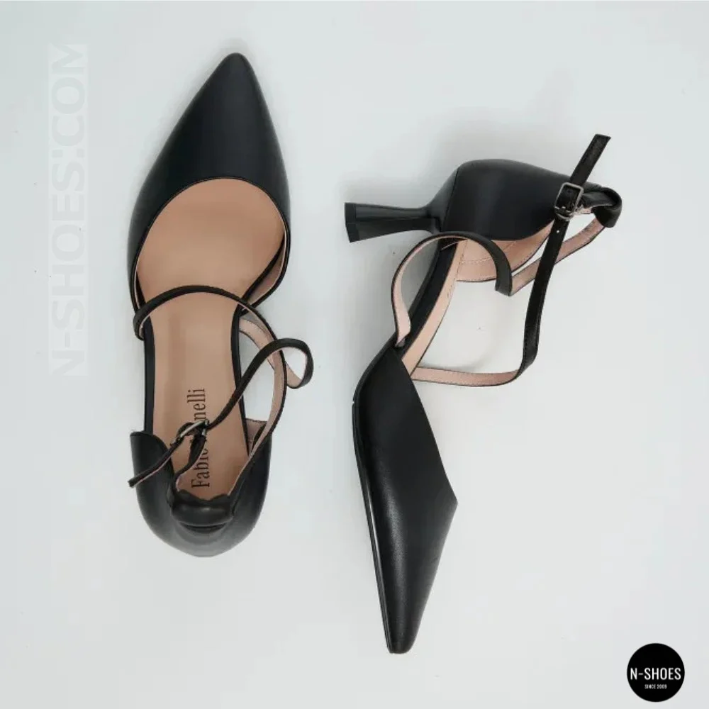 Women's Black Fabio Monelli Sandal Shoes with a Stable Heel