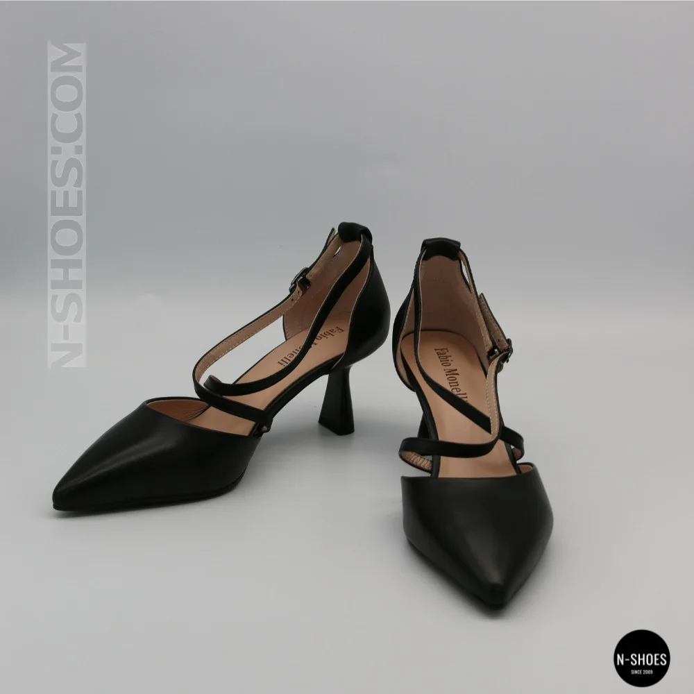 Women's Black Fabio Monelli Sandal Shoes with a Stable Heel
