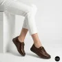 Women's Brown Leather Moccasin-Sneakers Allsy 207744 q1-01-3 6171