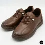 Women's Brown Leather Moccasin-Sneakers Allsy 207744 q1-01-3 6171