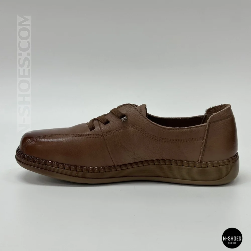 Women's Brown Leather Moccasin-Sneakers Allsy 207744 q1-01-3 6171