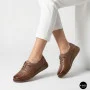Women's Brown Leather Moccasin-Sneakers Allsy 207744 q1-01-3 6171