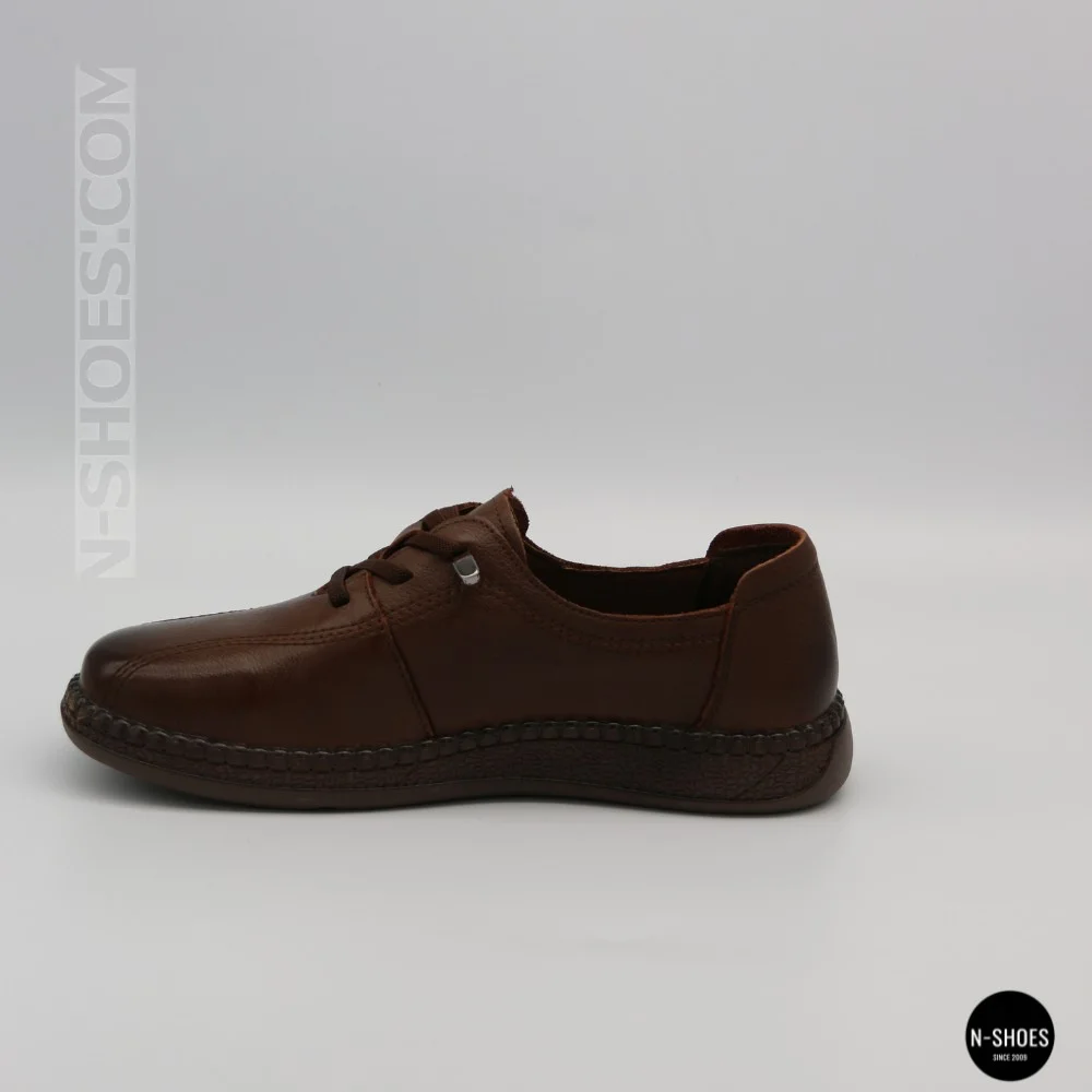 Women's Brown Leather Moccasin-Sneakers Allsy 207744 q1-01-3 6171