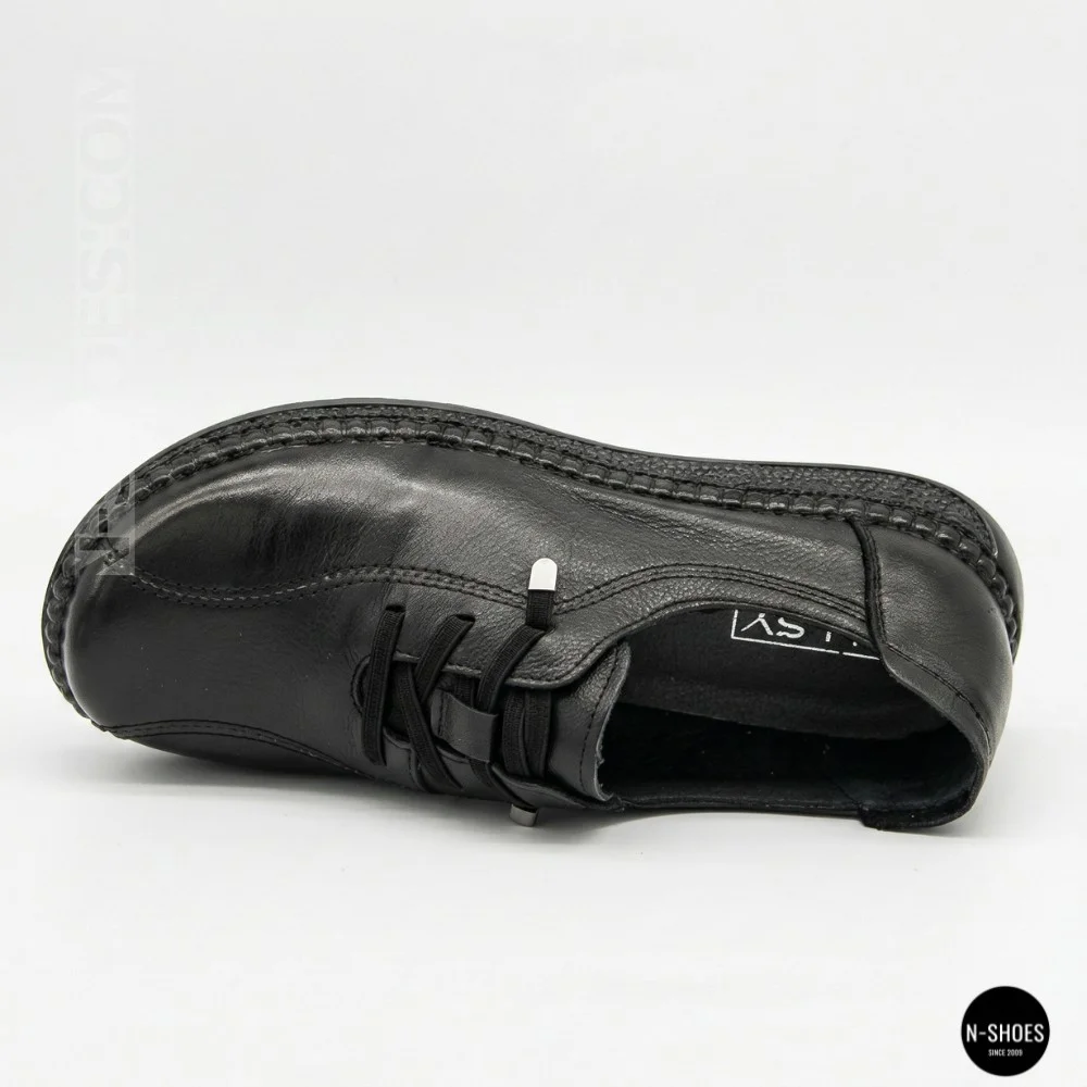 Women's Black Leather Moccasin Sneakers Allsy 207743 q1-01-2 Black 6172