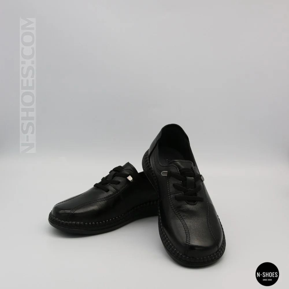 Women's Black Leather Moccasin Sneakers Allsy 207743 q1-01-2 Black 6172