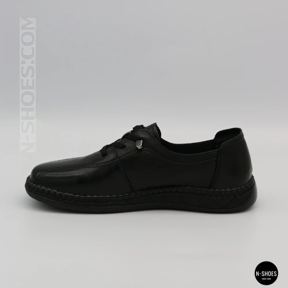 Women's Black Leather Moccasin Sneakers Allsy 207743 q1-01-2 Black 6172