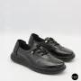 Women's Black Leather Moccasin Sneakers Allsy 207743 q1-01-2 Black 6172