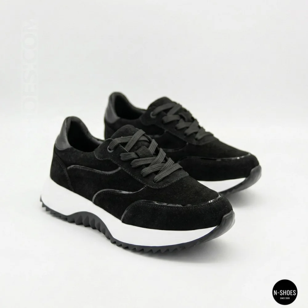 Women's Black Suede Wedge Sneakers Romax Comfort 1361-4v 6173