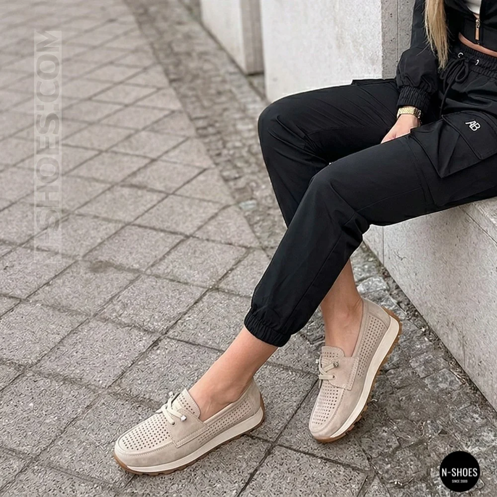 Жіночі замшеві лофери-мокасини Allsy 208203-l5-056912-22 Lonza beige 6184