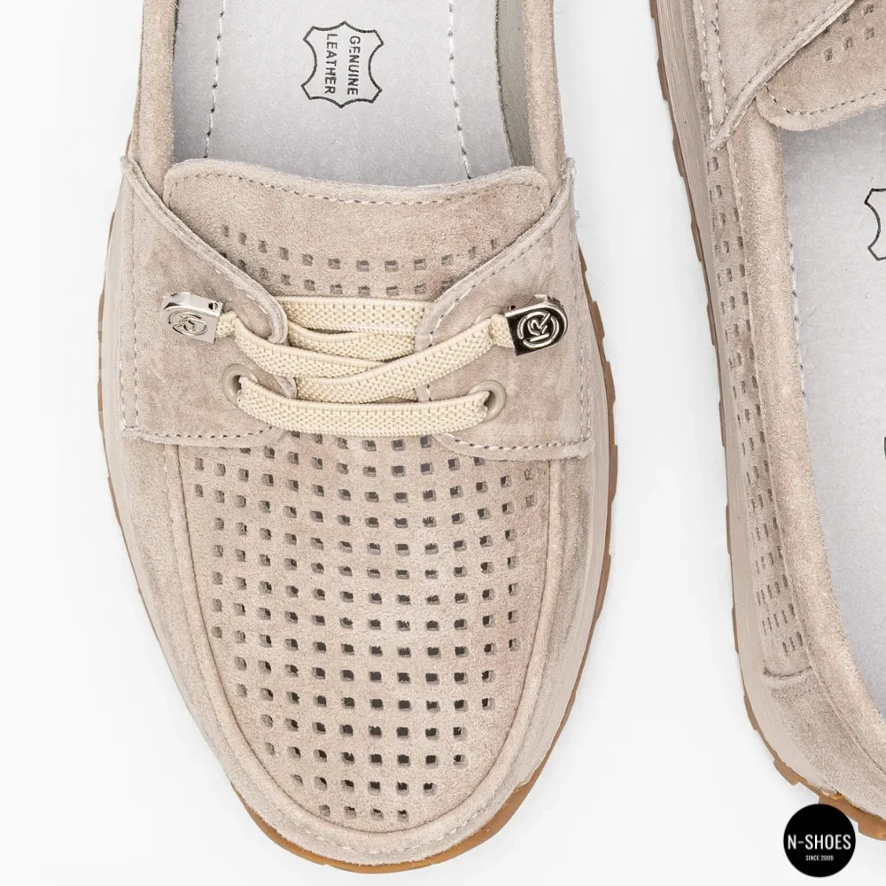 Жіночі замшеві лофери-мокасини Allsy 208203-l5-056912-22 Lonza beige 6184