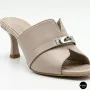 Lirio Beige Leather Mules with French Heels