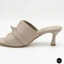 Lirio Beige Leather Mules with French Heels