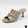 Lirio Beige Leather Mules with French Heels