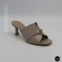 Lirio Beige Leather Mules with French Heels