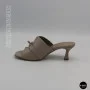 Lirio Beige Leather Mules with French Heels