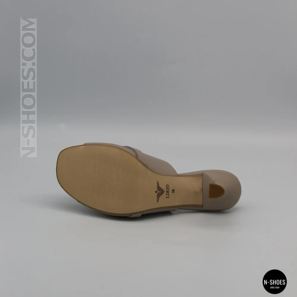 Lirio Beige Leather Mules with French Heels