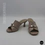 Lirio Beige Leather Mules with French Heels
