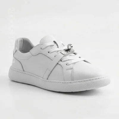 Женские кеды Romax Comfort 2525-1 6189 натуральная кожа премиальная в белом цвете анатомическая стелька и металлический декор в стиле Hermès Day