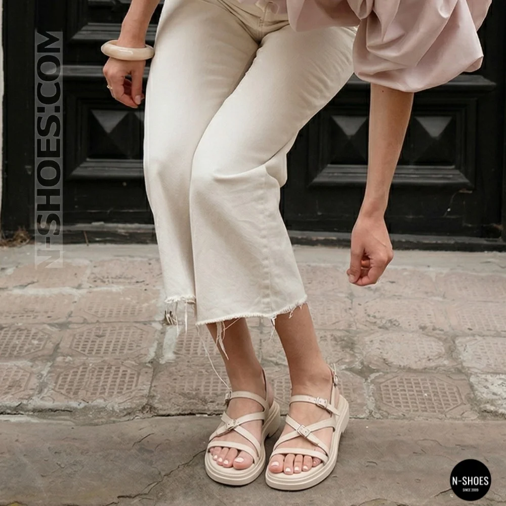 Comfortable Women's Grey Leather Sandals Allsy 209317