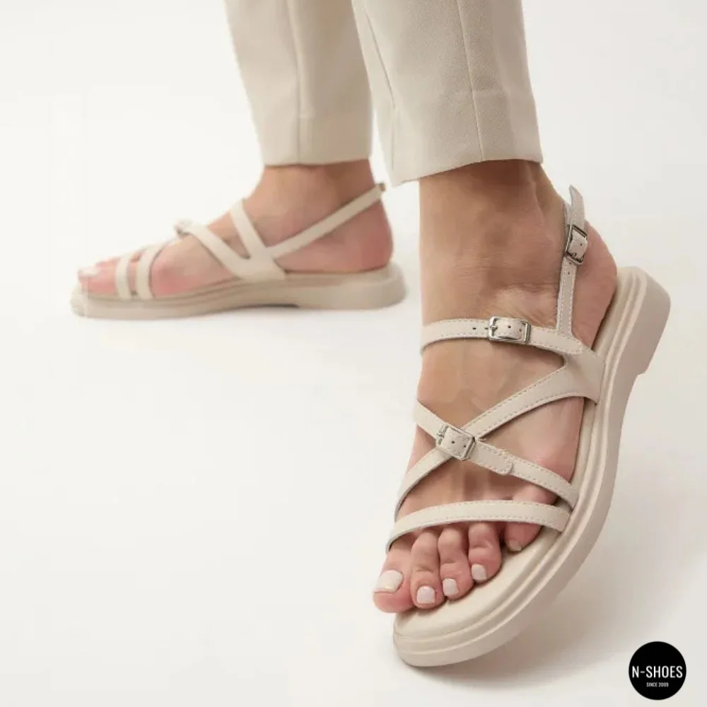 Comfortable Women's Grey Leather Sandals Allsy 209317