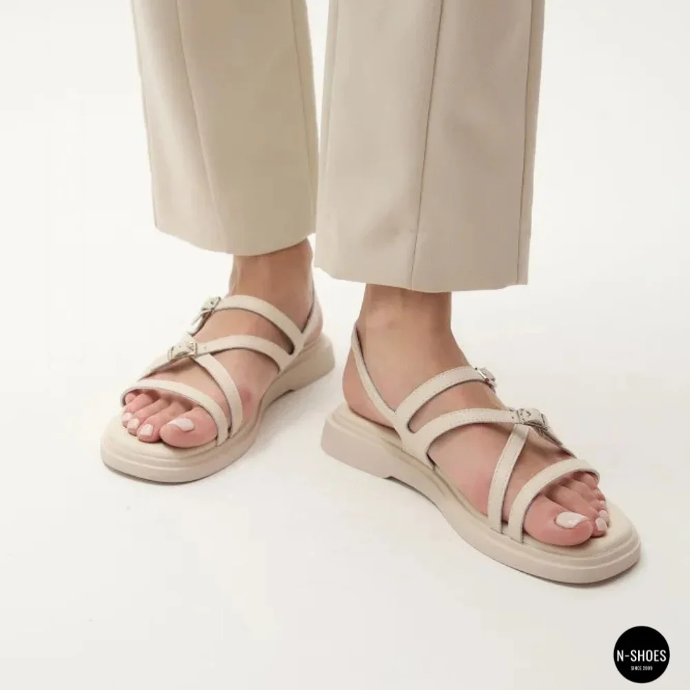 Comfortable Women's Grey Leather Sandals Allsy 209317