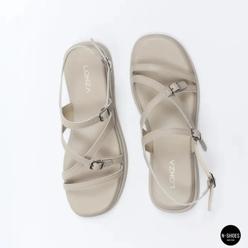 Comfortable Women's Grey Leather Sandals Allsy 209317