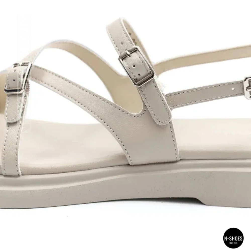 Comfortable Women's Grey Leather Sandals Allsy 209317