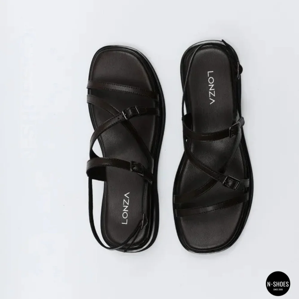 Elegant Chocolate Leather Sandals Allsy 209315