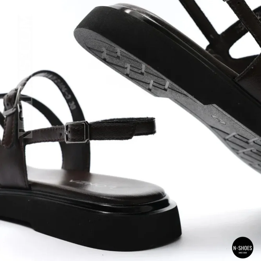 Elegant Chocolate Leather Sandals Allsy 209315