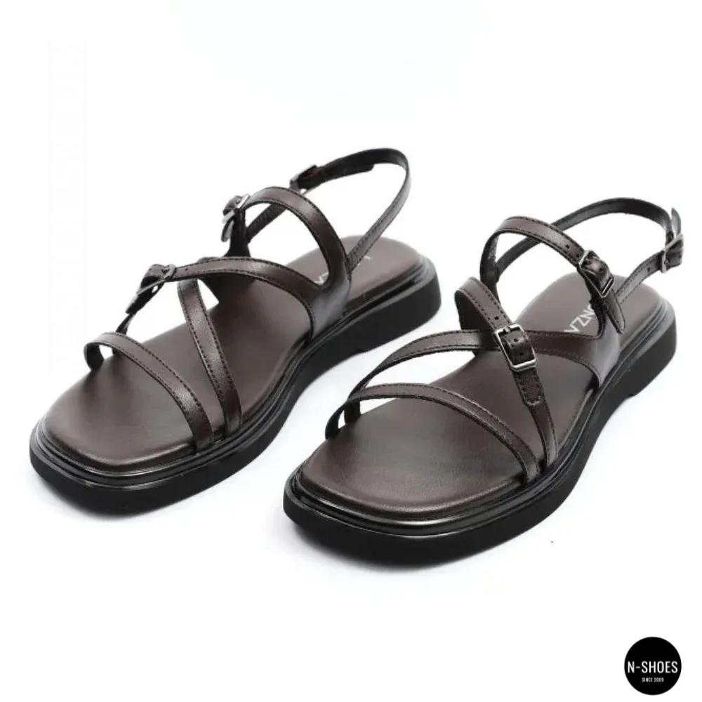 Elegant Chocolate Leather Sandals Allsy 209315