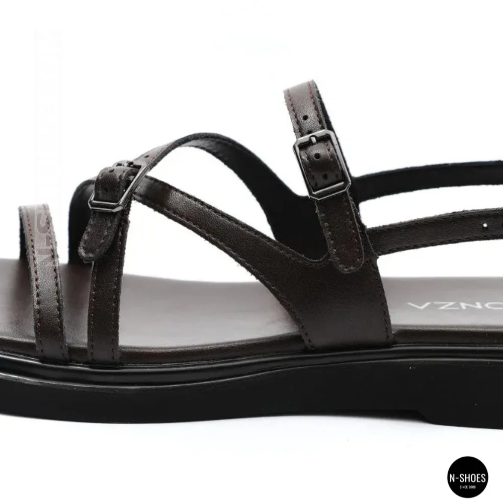 Elegant Chocolate Leather Sandals Allsy 209315