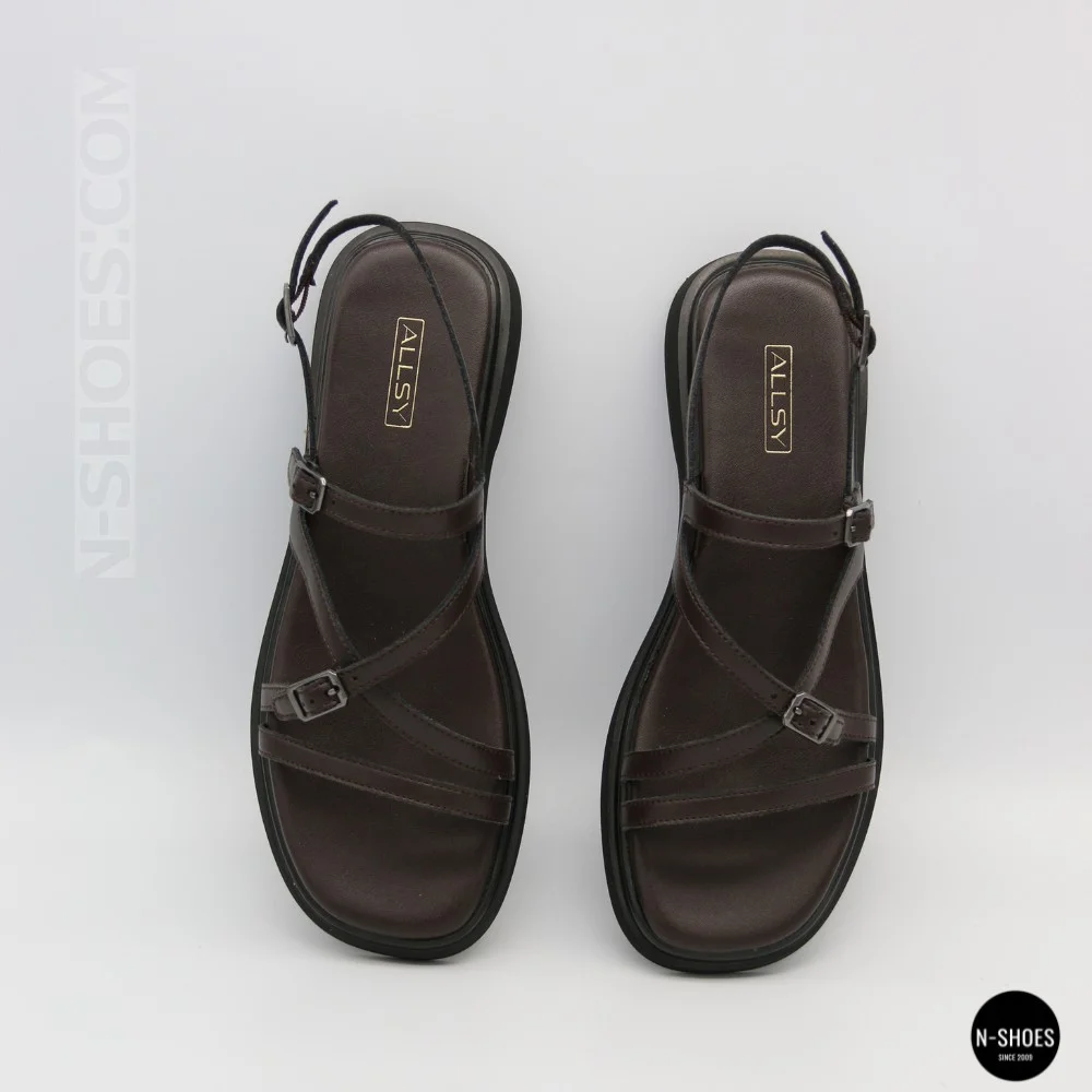Elegant Chocolate Leather Sandals Allsy 209315