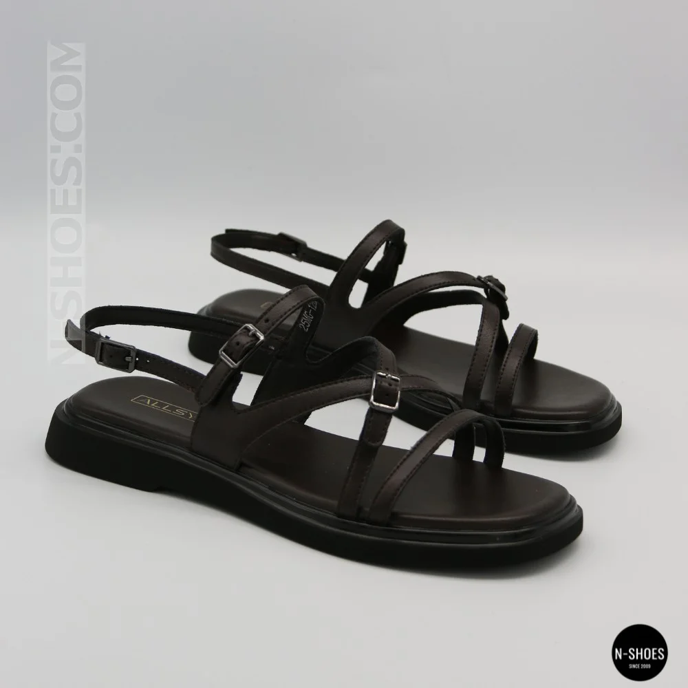 Elegant Chocolate Leather Sandals Allsy 209315