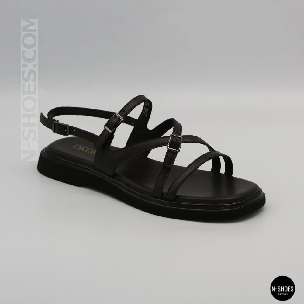 Elegant Chocolate Leather Sandals Allsy 209315